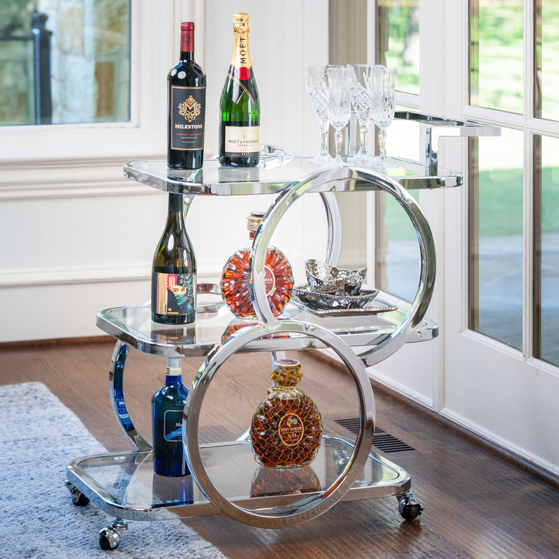 Chariot-bar 3 niveaux Antu, Chrome