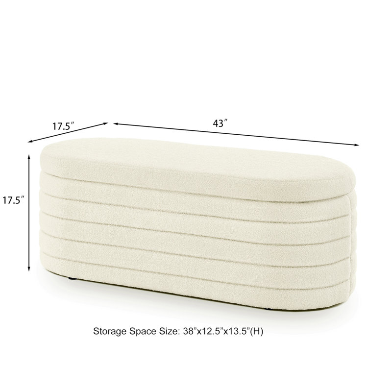 Banc de rangement avec repose-pieds Skandar, Crème, crème