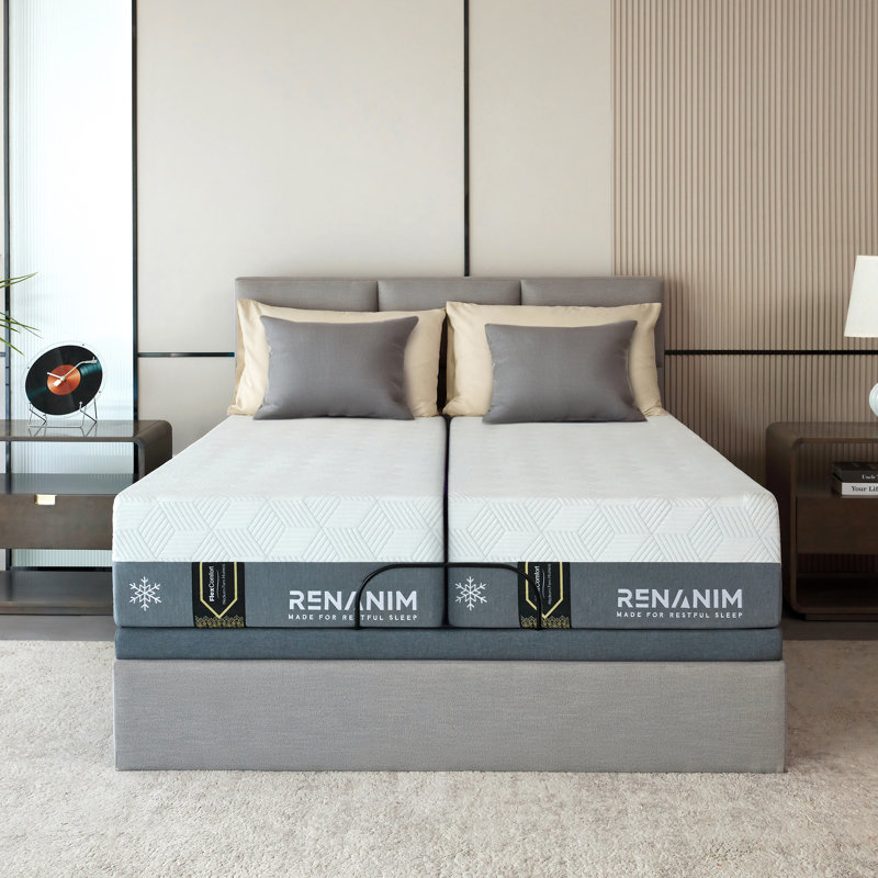 Renanim Split King Cooling Gel Memory Foam Mattress - 10 Inch – Breathable Comfort, Motion Isolation Mattress in a Box, 10