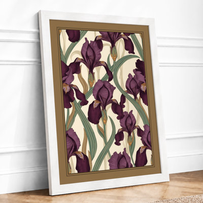 Iris Garden Pattern Botanical - Framed Print