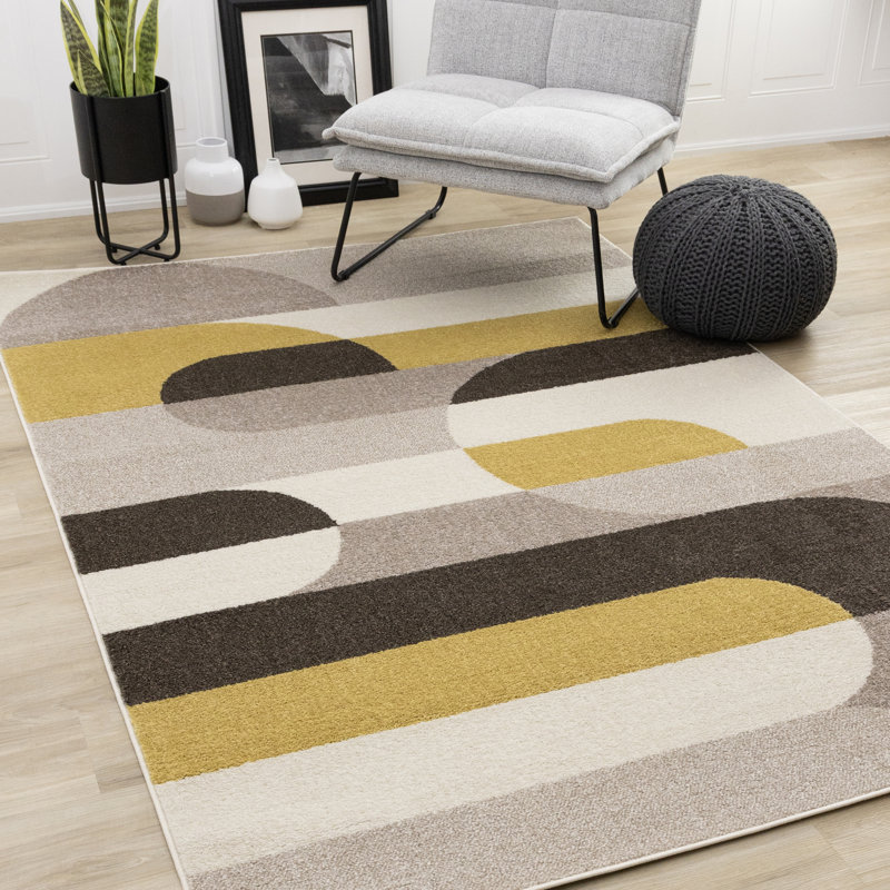 Tapis à motif géométrique ton sur ton / intérieur uni 8 pi x 11 pi (7 pi 10 po x 10 pi 6 po), gris crème, contemporain et contemporain - salon, chambre à coucher, salle à manger et cuisine