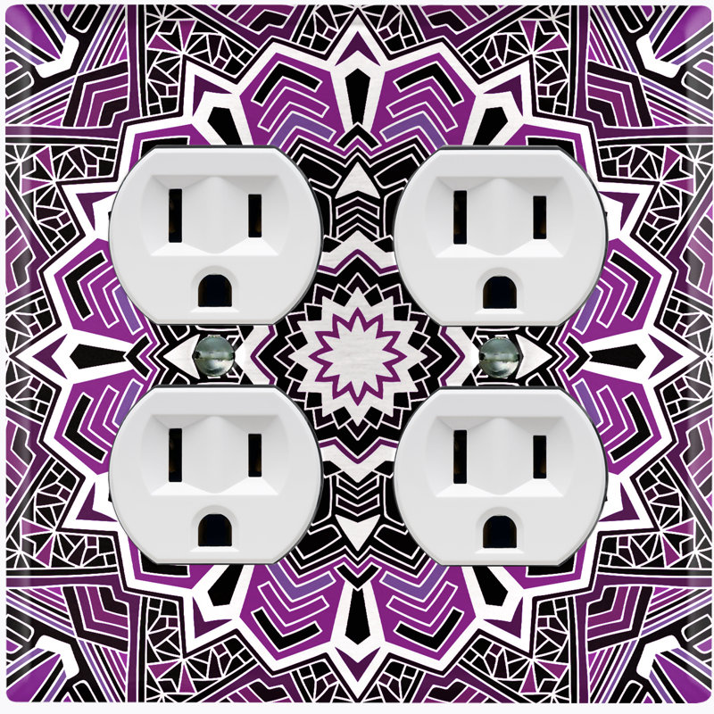 Plaque murale 2 prises doubles, Mauve