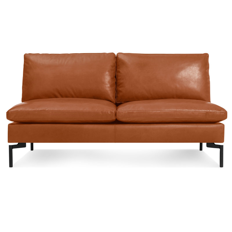 New Standard Loveseat, Toffee Genuine Leather, Black