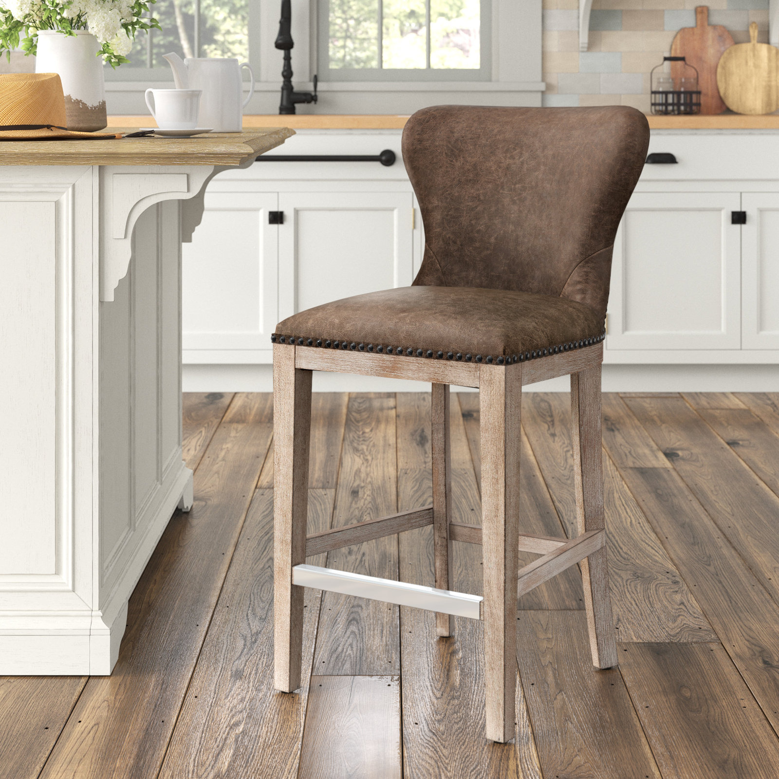 Grantham Upholstered Counter Stool Laurel Foundry Modern Farmhouse Seat Height Counter Stool 26 Seat Height Upholstery Brown