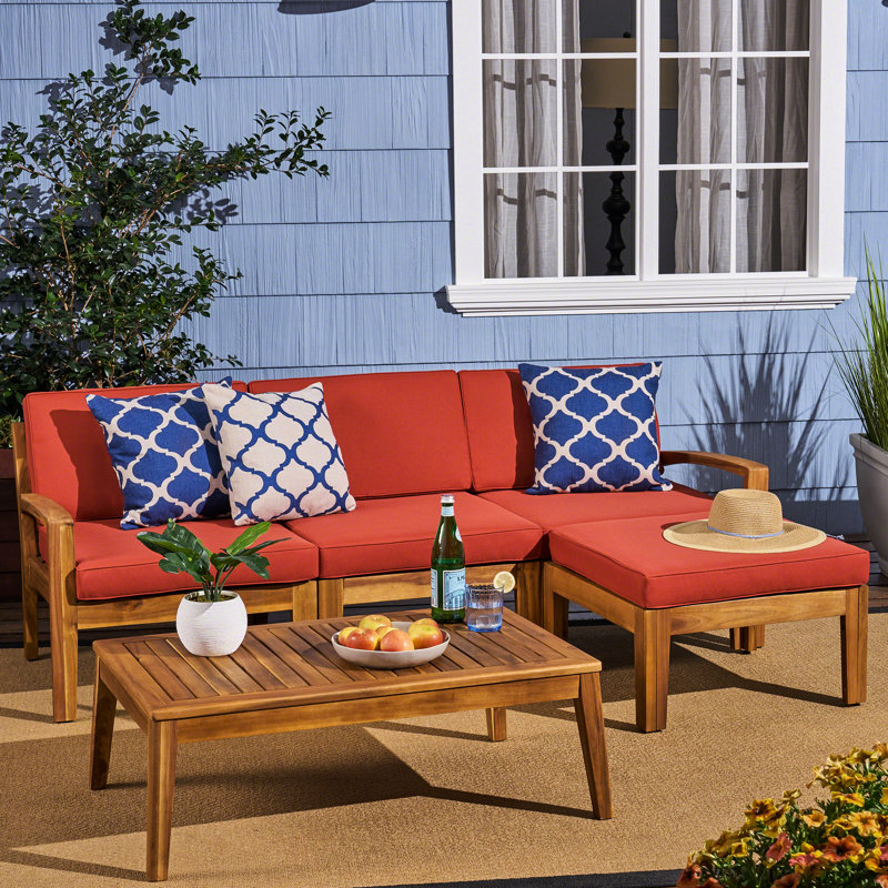 Canapé modulaire d'extérieur rouge en bois