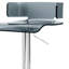 Tabouret gris polyvalent avec pivot à 360 ° et base en métal pour une utilisation multiple avec comptoir argenté à hauteur de siège réglable