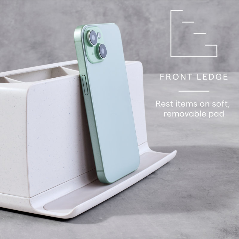 White Polished Freestanding Toothbrush Holder with 3 Compartments