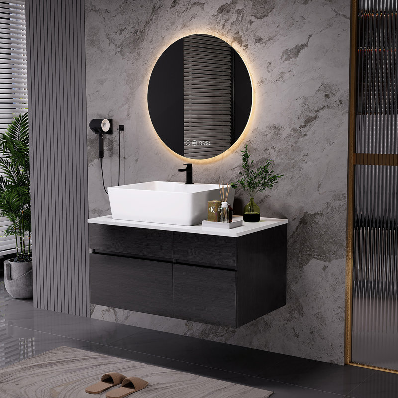 Petit meuble-lavabo flottant avec lavabo
