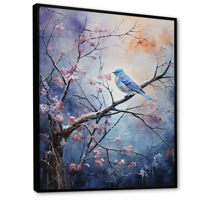 «Winter Enchanted Frost Pointillism II», reproduction d'art sur toile, 20" H x 12" W, Cadre flottant noir