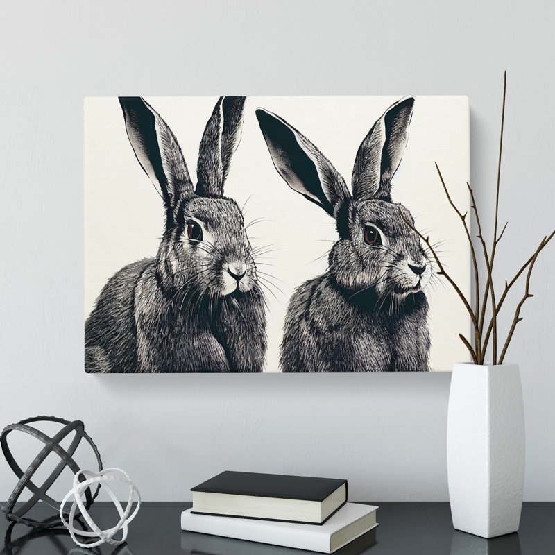 The Two Hares - Wrapped Canvas, 35cm H x 50cm W x 3cm D
