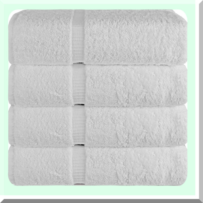 PureComfort 100% Cotton Premium Bath Towels - 4-Piece Set, 27'' x 54'', White