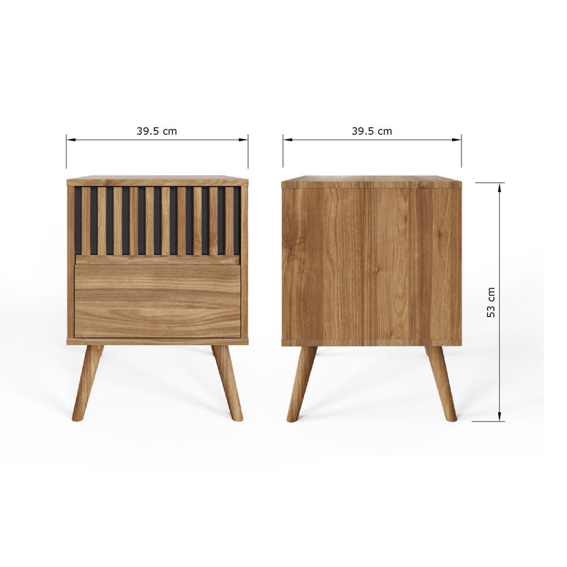 39.5cm W Manufactured Wood Bedside Table