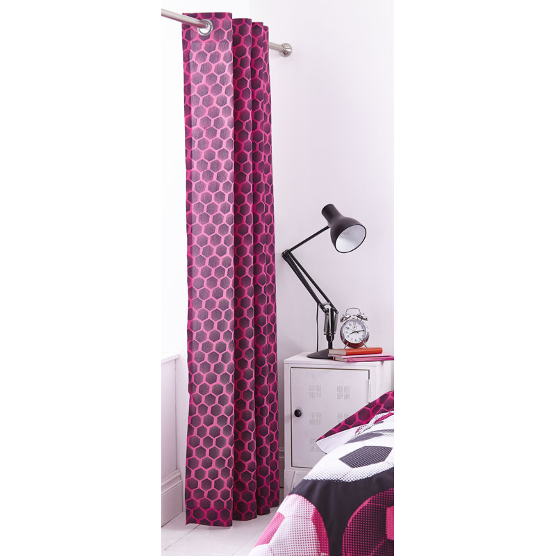 Neon Football Easy Care Eyelet Curtains, Pink