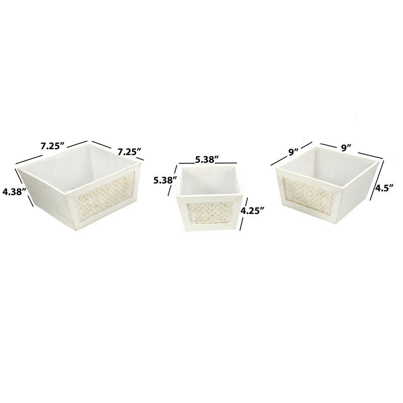 Ensemble de pots de fleurs en bois 3 pièces Regatta, Blanc