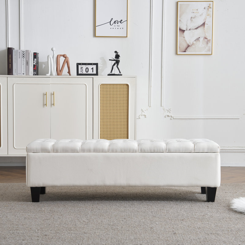 Repose-pieds avec rangement Alverez Diamond, Blanc