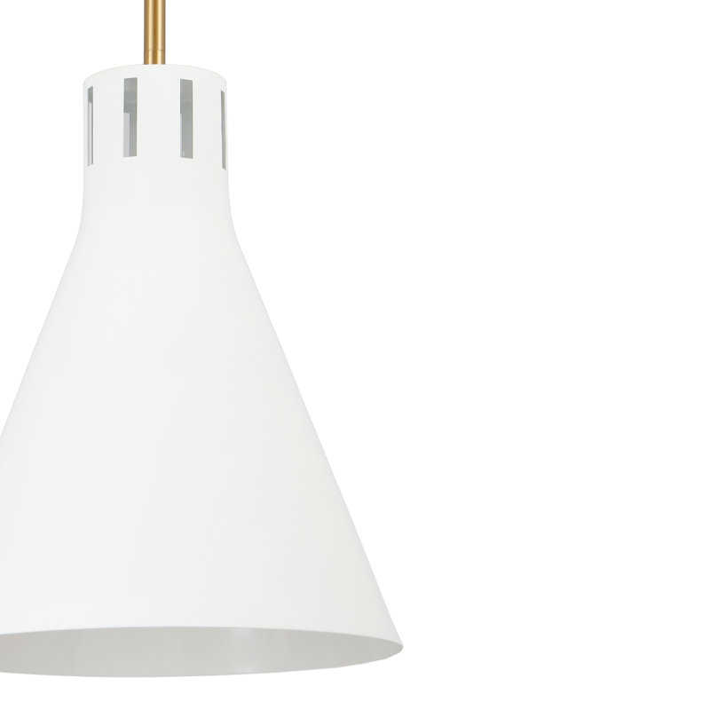 Luminaire suspendu conique 1 lumière Conic, Or brossé, Blanc