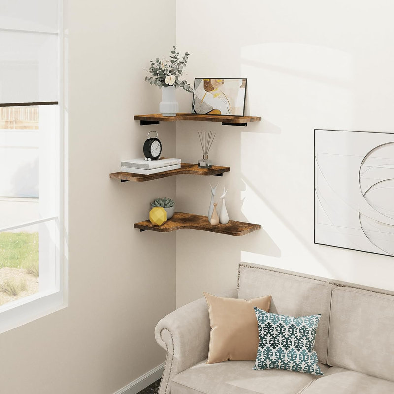Clovill 3 Piece Corner Corner Shelf, Brown