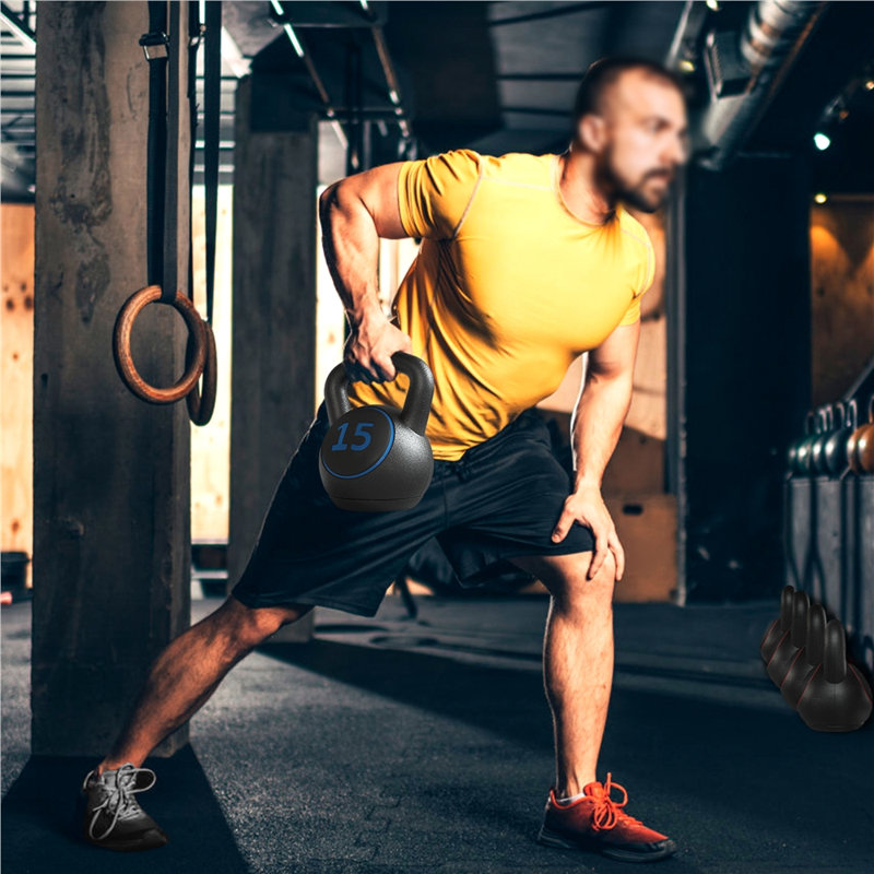 3 Piece Kettlebell Set with Storage Rack