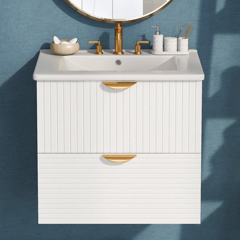 Meuble-lavabo mural moderne 24 po, Blanc