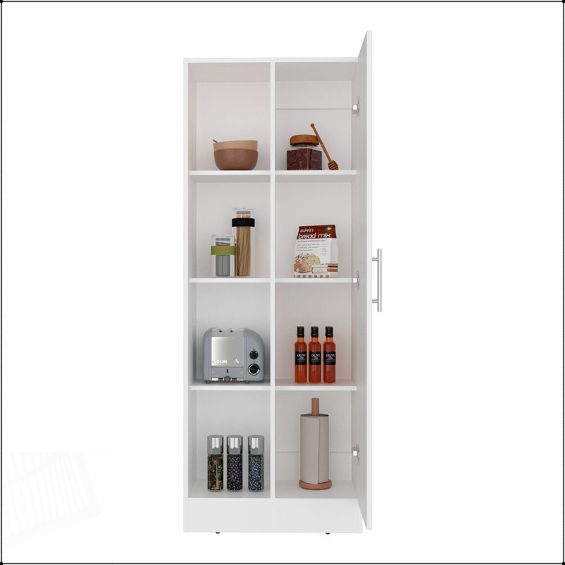 Multistorage Pantry with 4 Open Shelves and Single Door Cabinet, Perfect for Kitchen, Linen, or Laundry Organization
