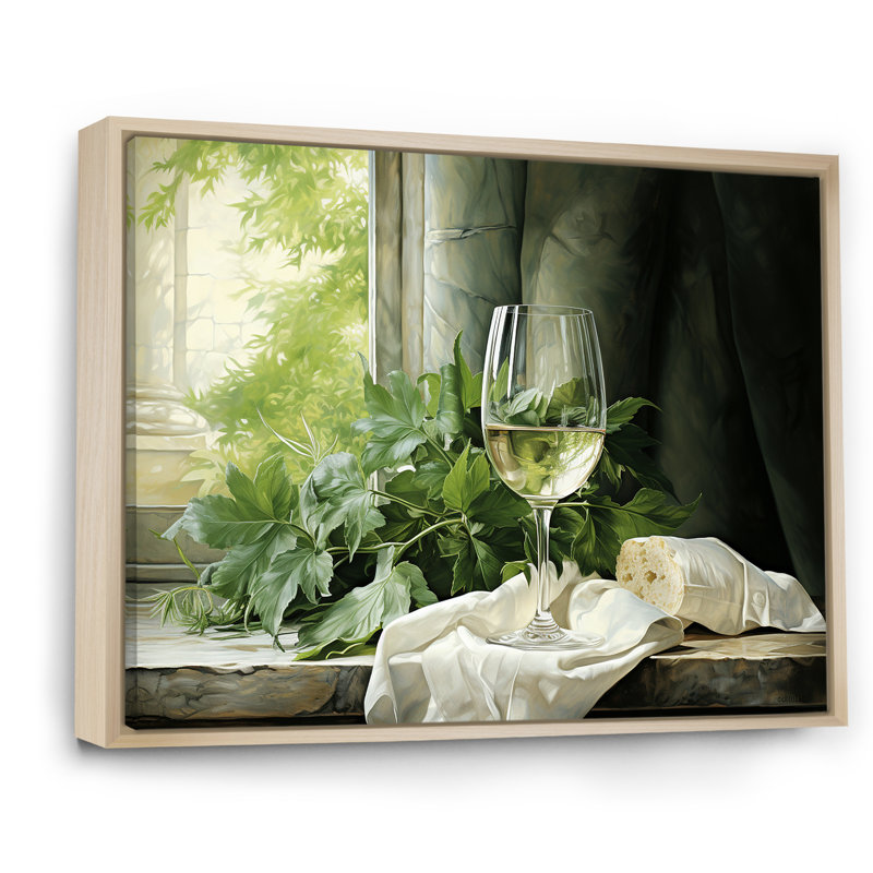 Pinot gris vert - art mural vin, Cadre flottant brun, H 30 po x l 40 po x P 1,5 po