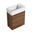 Meuble-lavabo de 18 po avec lavabo simple - grande capacité de rangement, lavabo en céramique, design élégant, possibilités en ébène brun de 18 po, lavabo, look classique,