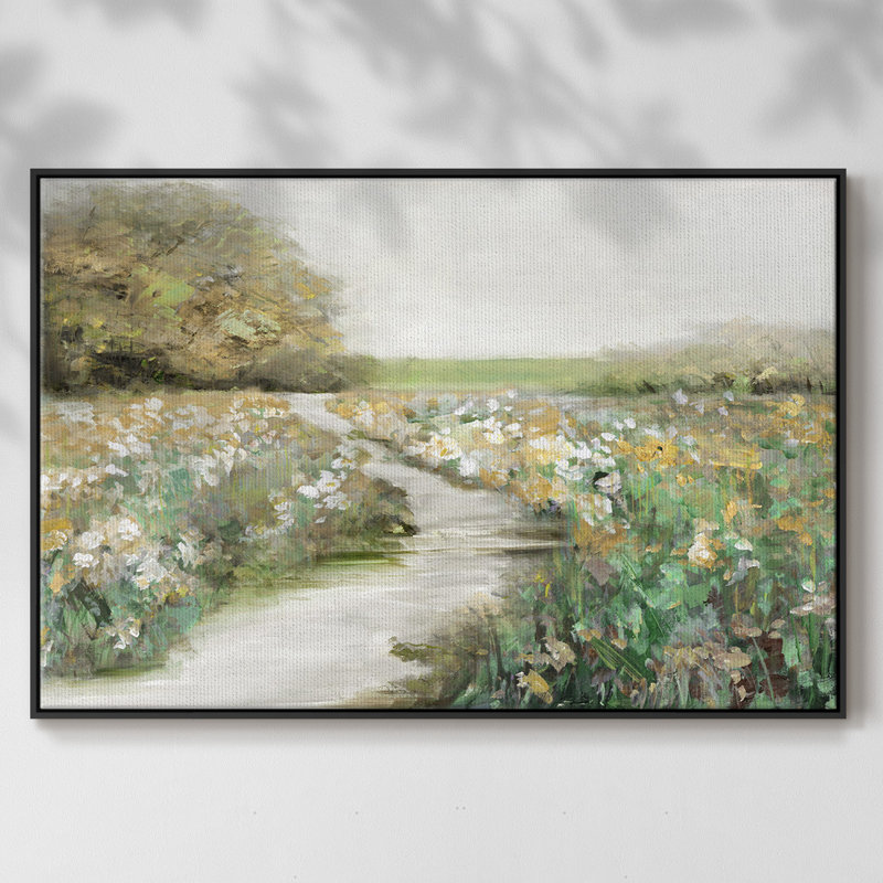Toile tendue encadrée Quiet Meadow, H 25 po x l 37 po x P 2 po, Cadre noir