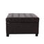 Rangement rembourré en cuir de polyuréthane brun foncé avec surpiqûres gaufrées et allure contemporaine, charnières à fermeture en douceur, idéales pour le rangement à la maison, profondeur de 29,63 po, brun de 17,61 po, bouton à lignes épurées