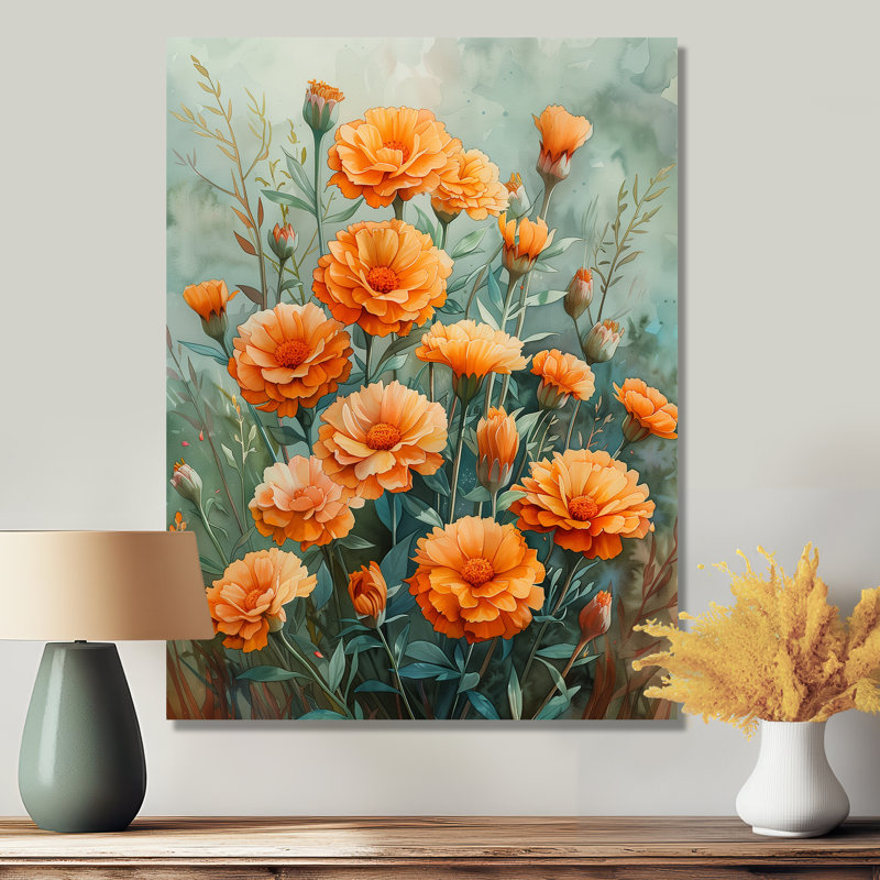 Orange, orange, parfum, souci, jardin I - souci, art mural, salon, Sans cadre, métal, H 12 po x l 20 po
