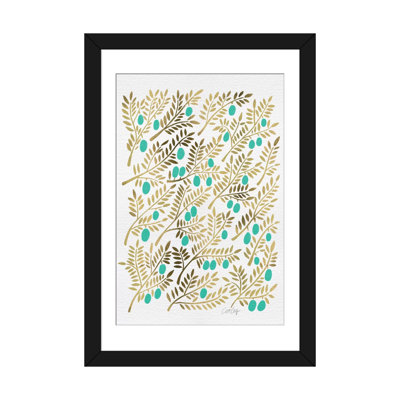 « turquoise olive branches », impression sur toile tendue artprint