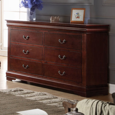 Commode de chambre double 57 po à 6 tiroirs de 57 po (miroir non inclus)