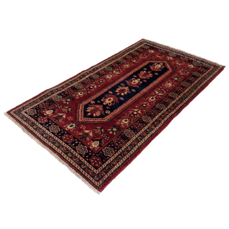Tapis oriental rouge / bleu en coton / laine 4 pi x 6 pi Antica