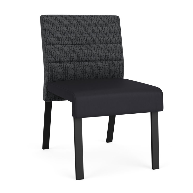 Chaise d'invité sans accoudoirs Waterfall, Noir, Portes ouvertes en tissu bleu marine
