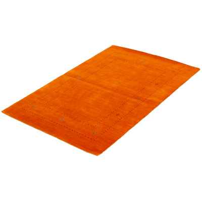 Tapis orange en laine noué à la main de conception unique 4 pi 0 po x 6 pi 0 po Rossville