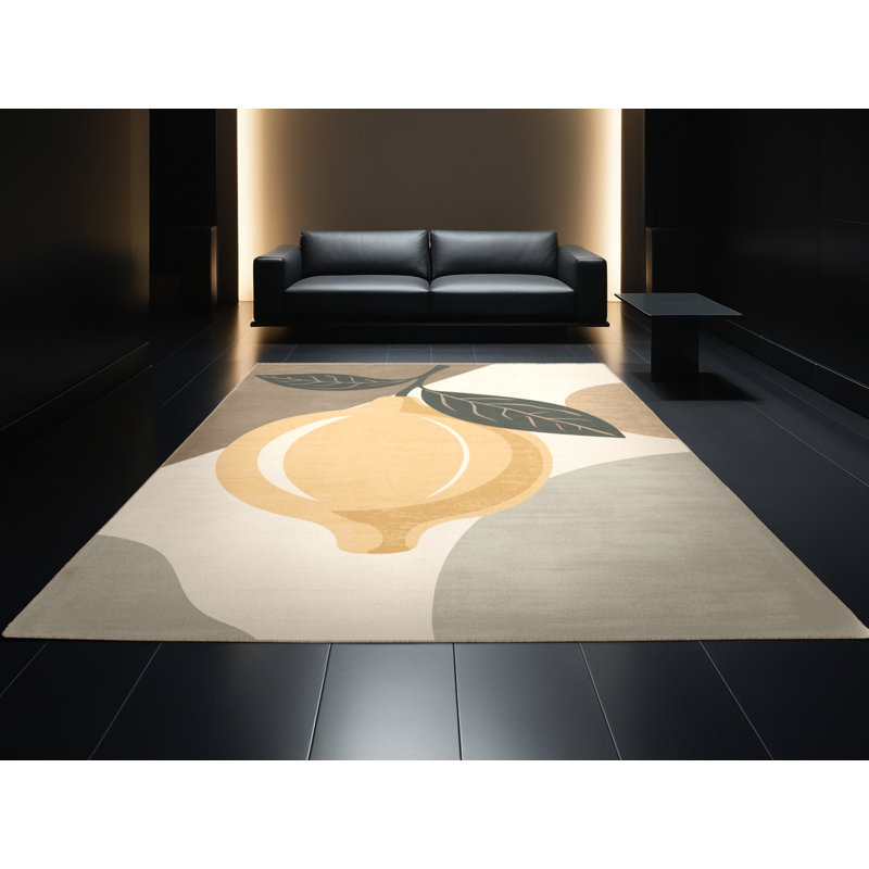 Machine Washable Olney Lemon Modern & Contemporary Rug in Brown – Beige Binding, 2x4