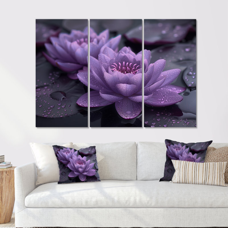 Ensemble d'art mural Saltzman - Lotus, H 40 po x l 60 po x P 1 po