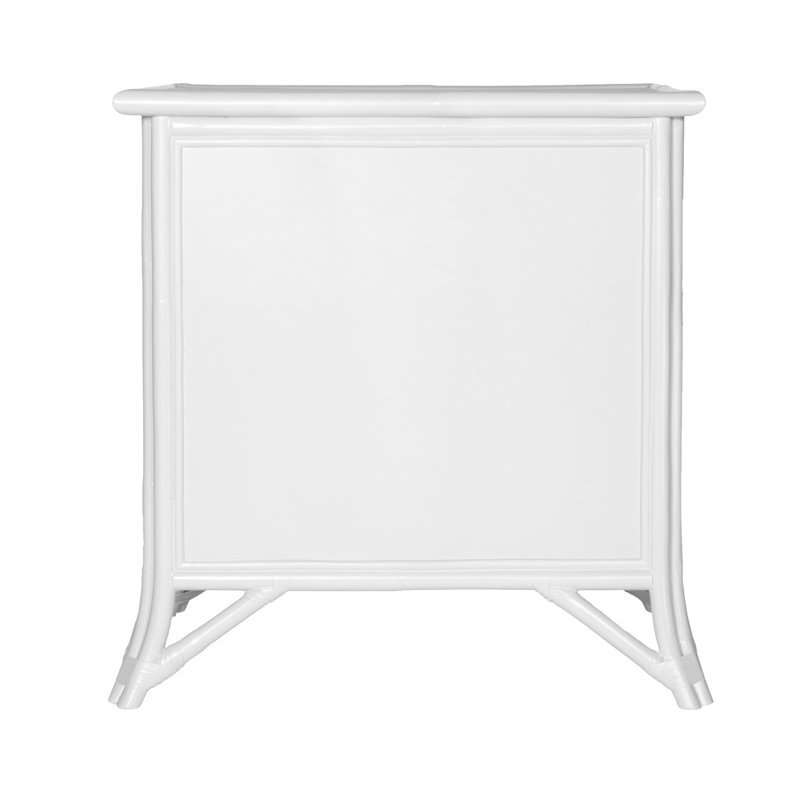 1 - Drawer Rattan Nightstand, White/Black