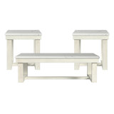 Transitional 3Pcs Square Marble Table Set With Two End Tables, 52-Inch Modern Coffee Table Set For Living Room
