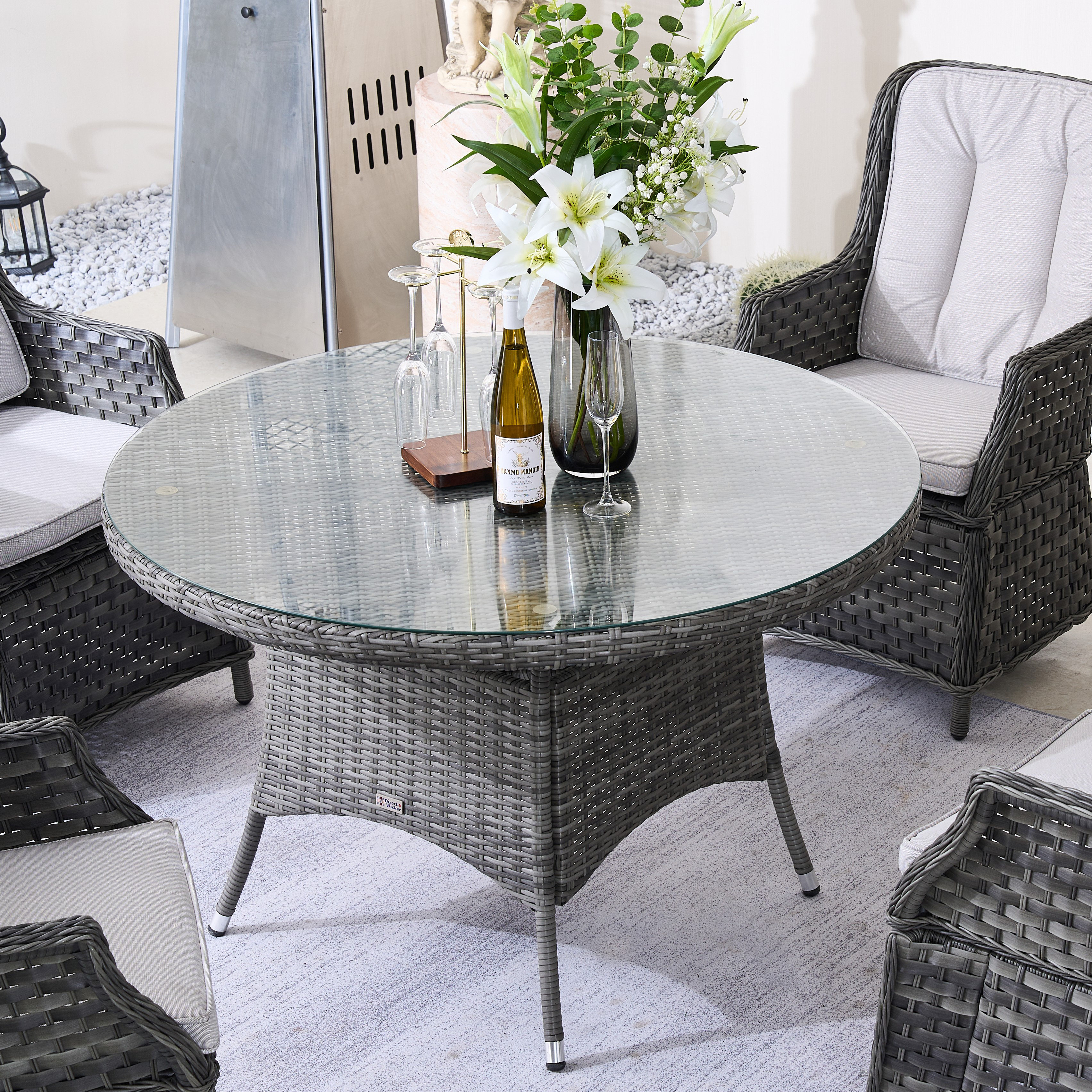 Sansibar Home 120Cm Outdoor Wicker Round Dining Table With