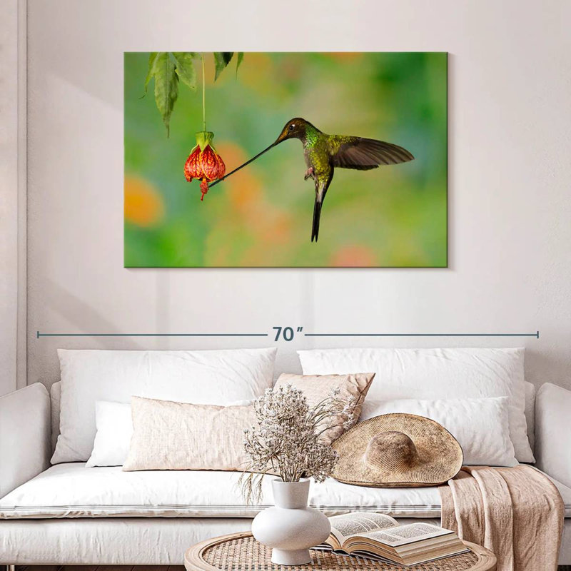 Hummingbird Eating Nectar, 30" H x 45" W