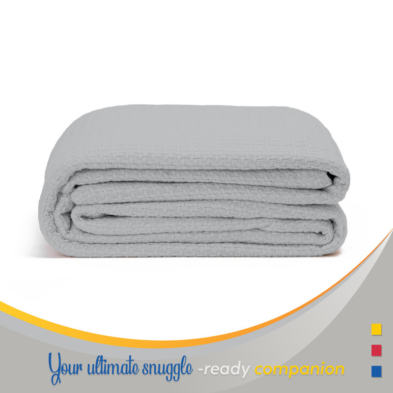 Couverture 100% coton tissée à la main, Gris clair, Double / double