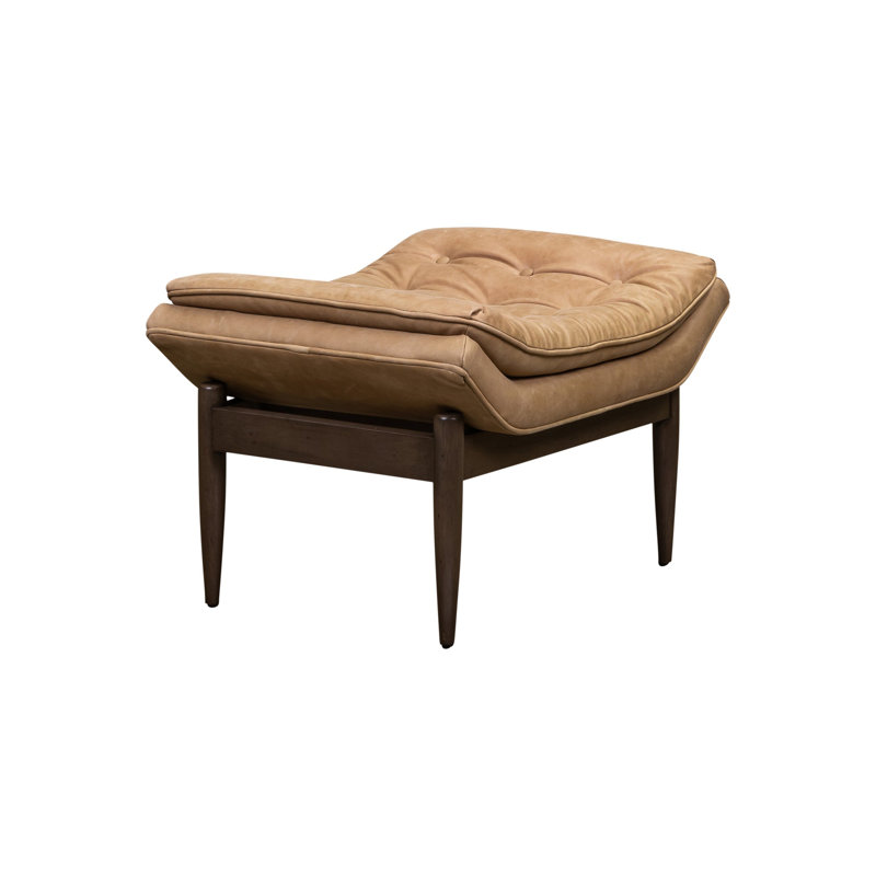 Verona Ottoman in Morgan Flax, Collins Celadon, Dark Brown Wood