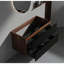 Meuble-lavabo mural 36 po en noyer avec tiroirs noirs doux sans lavabo, armoire de salle de bain flottante murale