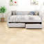 Lit Queen Size avec rangement, méridienne en lin, beige moderne pour la maison