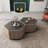 Hexagonal Small Coffee Table with 2 Drawers Nesting Storage Modern Industrial Style Living Room,Bedroom Furniture-Textured Black+Warm Oak