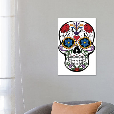 Skull With Flowers by Art Mirano - Wrapped Canvas Painting