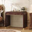 Meuble-lavabo classique en bois avec miroir rabattable, design 3 en 1, 2 tiroirs et rangement, finition espresso-1136016861