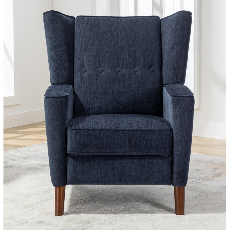 Libeth Upholstered Recliner, Blue Chenille