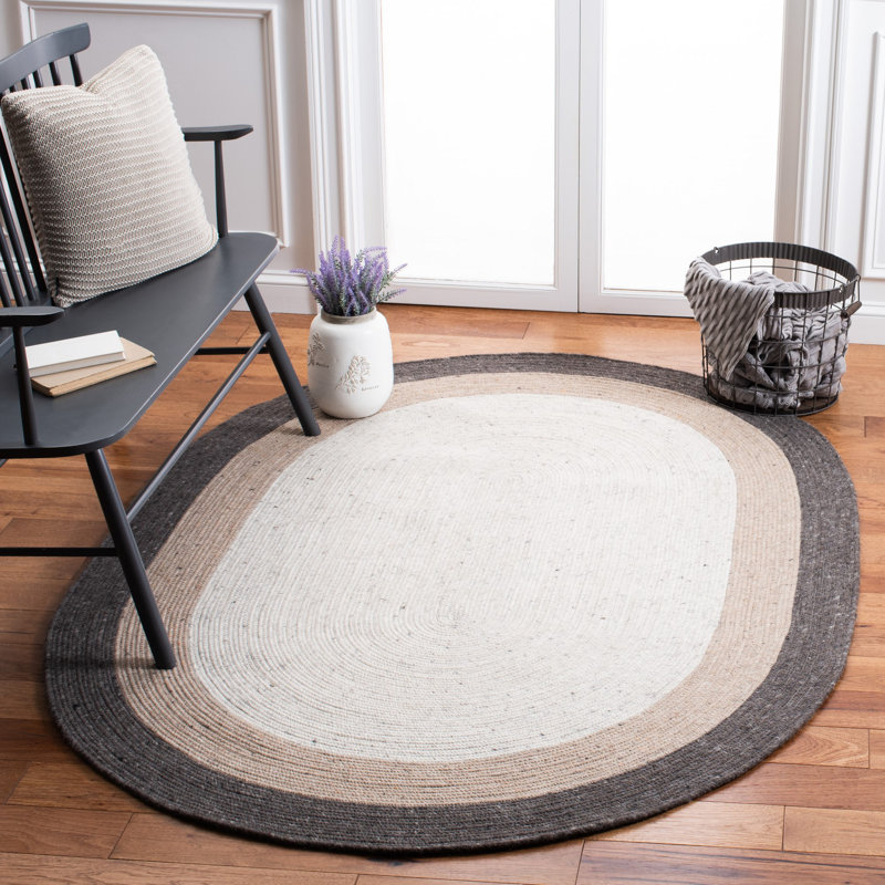 Coley Hand Woven 0.6 Wool, 0.4 Cotton Geometric Rug, Oval 5' x 7'