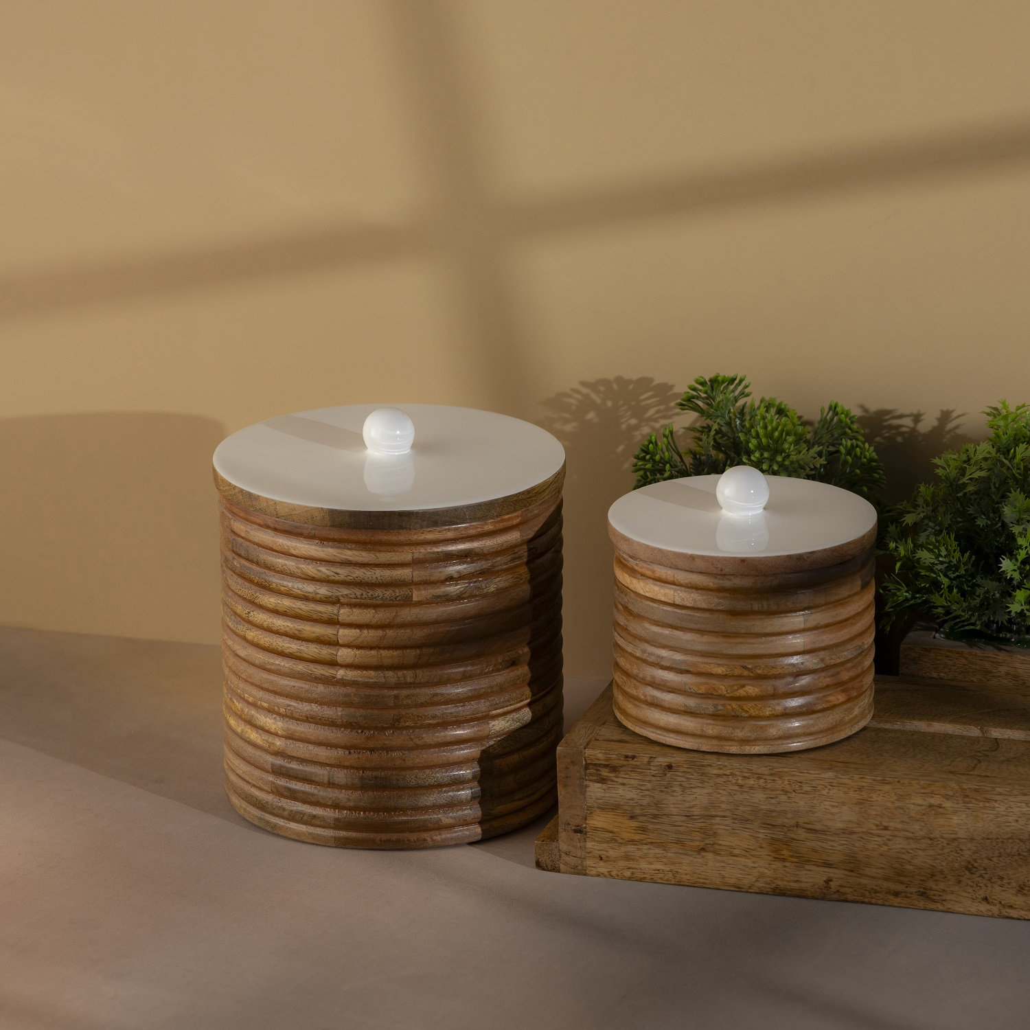 Osborne Mango Wood Kitchen Canister Set, Brown
